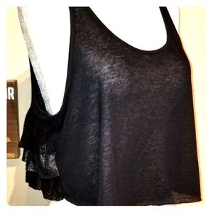 Free People Black Crop Tank Top Size EUC